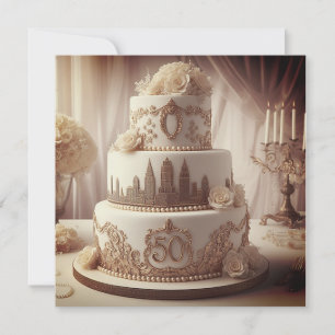 50E BRUILOFT JUBILEUM CAKE KAART