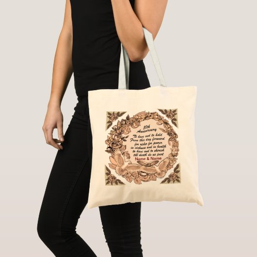 50e bruiloft Jubileum Canvas tas (Voorkant (product))