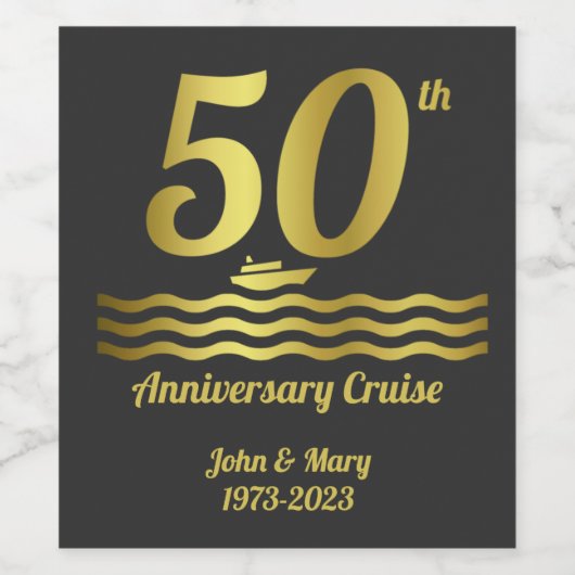 50e bruiloft Jubileum cruise Wijn Etiket (Enkel label)