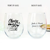 50e bruiloft Jubileum Elegant Celebration Wijnglas Zonder Voet