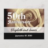 50e bruiloft Jubileum Elegant Goud Roos A017 Aankondigingskaart (Voorkant)