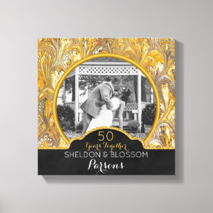 50e bruiloft Jubileum foto goud 50 jaar Canvas Afdruk