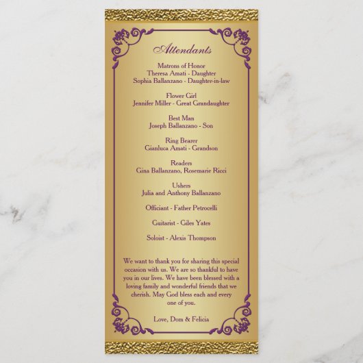 50e bruiloft Jubileum Gelofte Vernieuwing Programm Programma (Achterkant)