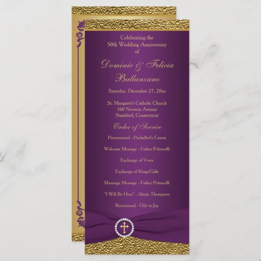 50e bruiloft Jubileum Gelofte Vernieuwing Programm Programma (Voorkant / Achterkant)