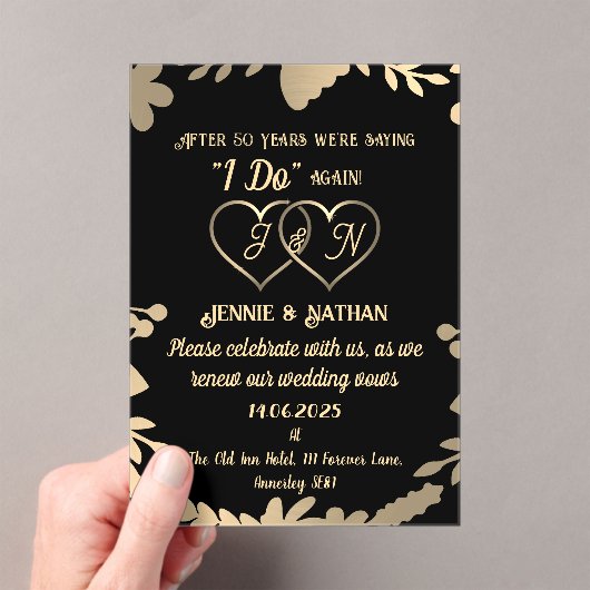 50e bruiloft Jubileum geloften vernieuwing Acryl Uitnodigingen (Insitu (Draagbaar))