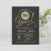 50e bruiloft Jubileum Gold-kartonnen patroon Kaart (Staand voorkant)