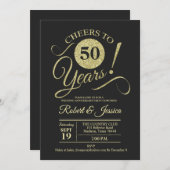 50e bruiloft Jubileum Gold-kartonnen patroon Kaart (Voorkant / Achterkant)