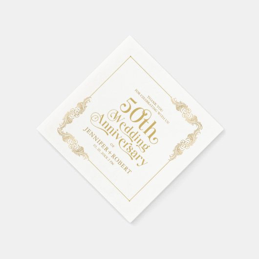 50e bruiloft Jubileum Gold Typografie Servet (Hoek)