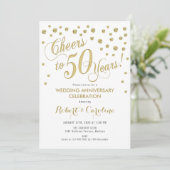 50e bruiloft Jubileum - Gold & White Kaart (Staand voorkant)