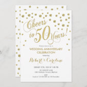 50e bruiloft Jubileum - Gold & White Kaart (Voorkant / Achterkant)