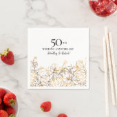 50e bruiloft Jubileum Goud Bloemen Custom Servet (Insitu)