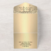 50e bruiloft Jubileum Goud Bloemen Modern All In One Uitnodiging (Buitenkant)