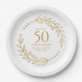 50e bruiloft Jubileum Goud Botanisch Lijst Papieren Bordje (Voorkant)