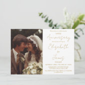 50e bruiloft Jubileum Goud Script Foto Bruiloft Kaart (Staand voorkant)