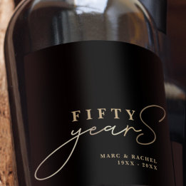 50e bruiloft Jubileum Goud Zwart Gift Wijn Etiket