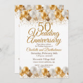 50e bruiloft Jubileum gouden ballon Kaart (Voorkant / Achterkant)