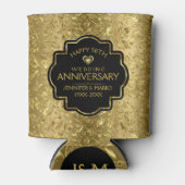 50e bruiloft Jubileum & gouden bloemdamast Blikjeskoeler (Voorkant)