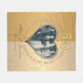 50e bruiloft Jubileum Gouden Hart Foto Fleece Deken (Voorkant (Horizontaal))