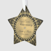 50e bruiloft Jubileum gouden mandala op zwart Ornament (voorkant)