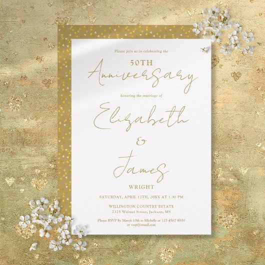 50e bruiloft Jubileum gouden script bruiloft Kaart