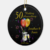50e bruiloft Jubileum herberging bubbel Keramisch Ornament (Links)