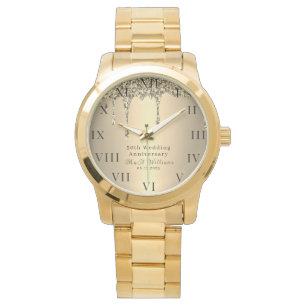 50e bruiloft Jubileum Modern Elegant Fiftieth Horloge