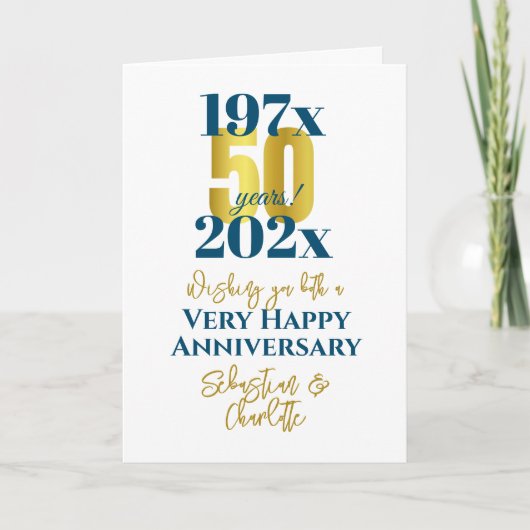 50e bruiloft Jubileum moderne typografie Kaart (Voorkant)