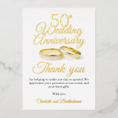 50e bruiloft Jubileum Party Folie dank u kaart (Voorkant)