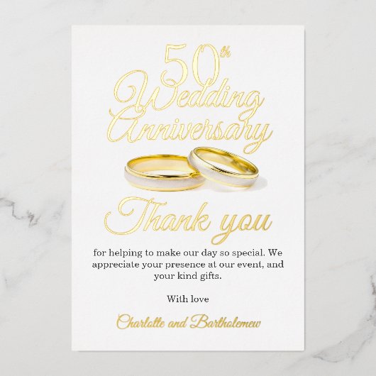 50e bruiloft Jubileum Party Folie dank u kaart (Voorkant)