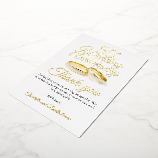 50e bruiloft Jubileum Party Folie dank u kaart (Gedraaid)