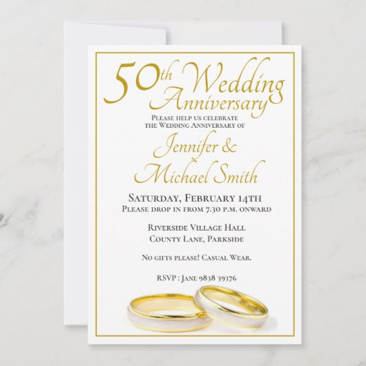 50e bruiloft Jubileum Rings Kaart (Voorkant)