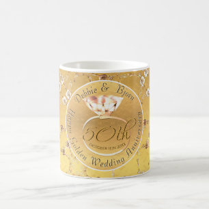 50e bruiloft Jubileum Rozen Pil Koffiemok