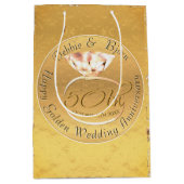 50e bruiloft Jubileum Rozen Pil Medium Cadeauzakje (Voorkant)