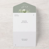 50e bruiloft Jubileum Sage Groene Bloemen All In One Uitnodiging (Buitenkant)