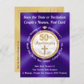 50e bruiloft Jubileum Save the Date Briefkaarten (Voorkant / Achterkant)