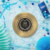 50e bruiloft Jubileum Sparkling Laurel Wreath Papieren Bordje (Feest)
