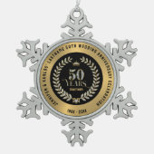 50e bruiloft Jubileum Sparkling Laurel Wreath Tin Sneeuwvlok Ornament (Voorkant)