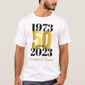 50e bruiloft Jubileum Typografie Datum T-shirt (Voorkant)