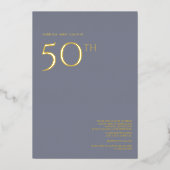 50e bruiloft Jubileum uitnodiging Dusty Blue (Voorkant)