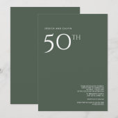 50e bruiloft Jubileum uitnodiging Dusty Green (Voorkant / Achterkant)