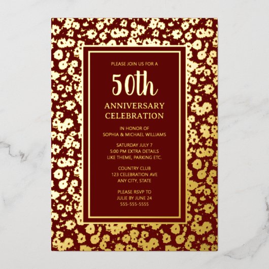 50e bruiloft Jubileum uitnodiging Golden (Voorkant)