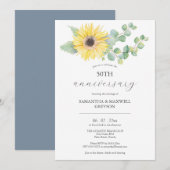 50e bruiloft Jubileum uitnodigingen Zonnebloem (Voorkant / Achterkant)