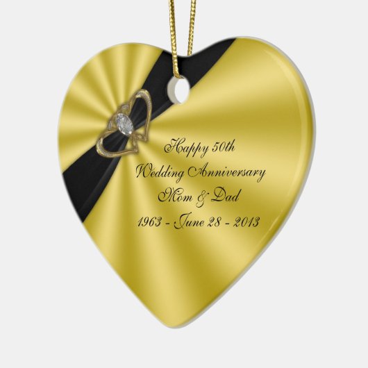 50e bruiloft Jubileum-versiering Keramisch Ornament (Links)