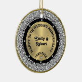 50e bruiloft Jubileum wit diamanten & goud Keramisch Ornament (Rechts)