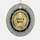 50e bruiloft Jubileum wit diamanten & goud Keramisch Ornament (Links)