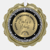 50e bruiloft Jubileum wit diamanten & goud Ornament Kaart (Achterkant)