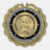 50e bruiloft Jubileum wit diamanten & goud Ornament Kaart (Voorkant)