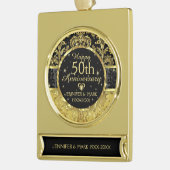50e bruiloft Jubileum-zwart en goud Verguld Banner Ornament (Links)