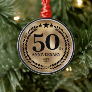 50e Business Jubileum Gold Christmas Metalen Ornament