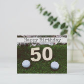 50e Carte d'anniversaire de golf avec balle de gol (Debout devant)